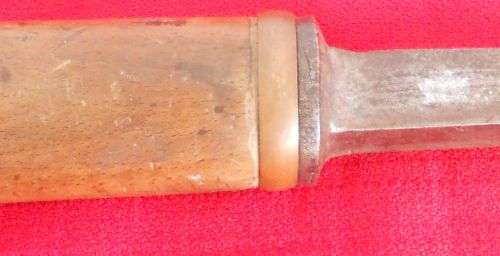 ANTIQUE WOODEN HANDLE MORTISE LOCK CHISEL - MARKED JOHN GREEN