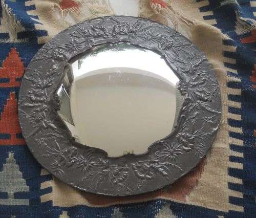 ROUND PEWTER FRAMED CONVEX MIRROR