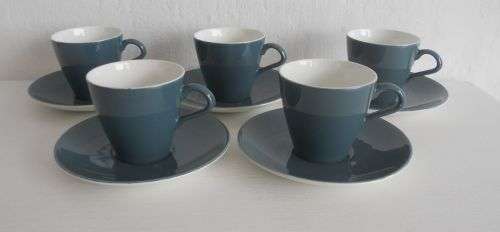 POOLE - 5 CUPS AND SAUCERS