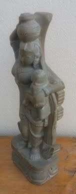 HINDU WATER CARRIER STONE CARVING