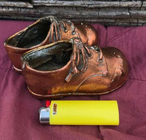 VINTAGE BRONZED BABY SHOES