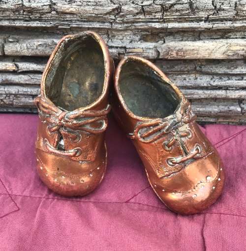 VINTAGE BRONZED BABY SHOES