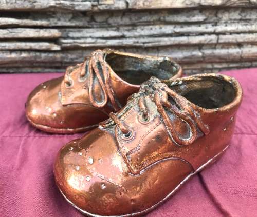 VINTAGE BRONZED BABY SHOES