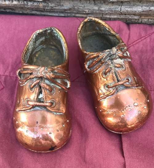 VINTAGE BRONZED BABY SHOES