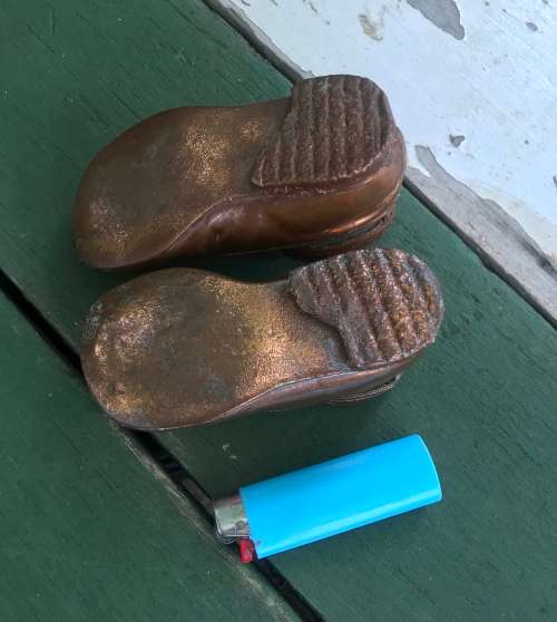 VINTAGE BRONZED LITTLE GIRLS SHOES