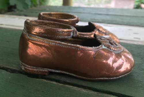 VINTAGE BRONZED LITTLE GIRLS SHOES