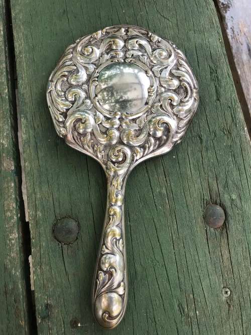 SILVER PLATED HAND / DRESSING TABLE MIRROR