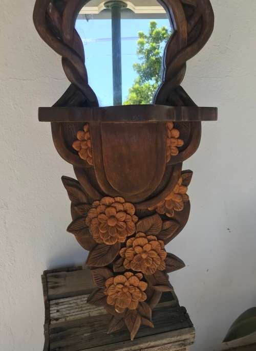 CARVED WOODEN FRAMED MIRROR