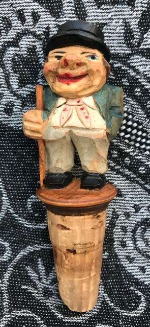 GERMAN FOLK ART WINE BOTTLE STOPPER