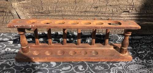 OLD WOODEN TEST TUBE STAND