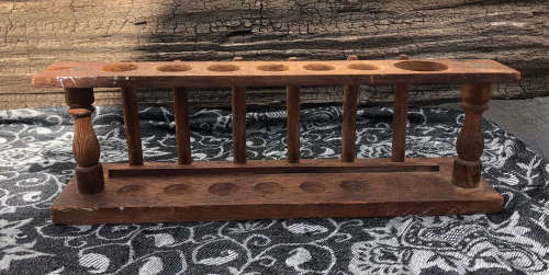 OLD WOODEN TEST TUBE STAND