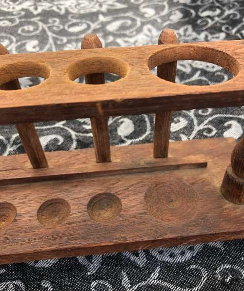 OLD WOODEN TEST TUBE STAND