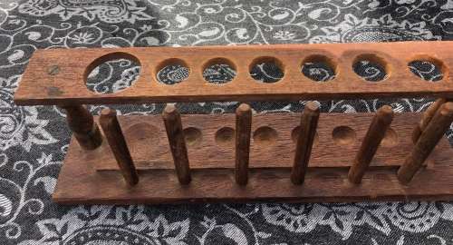 OLD WOODEN TEST TUBE STAND