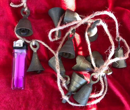 STRING OF 12 BRASS BELLS