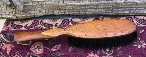 WOODEN WITH INLAY HANDLE CLOTHES BRUSH and PURE BRISTLE BRUSH