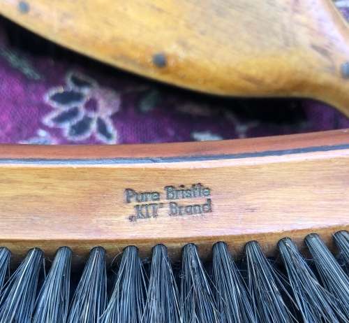 WOODEN WITH INLAY HANDLE CLOTHES BRUSH and PURE BRISTLE BRUSH