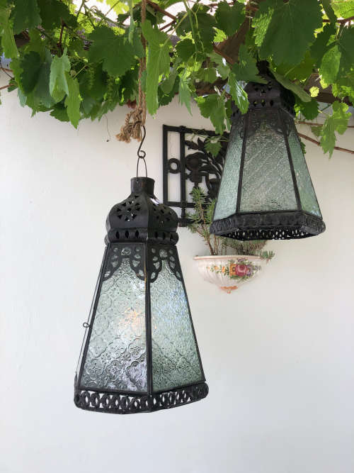 LARGE METAL and GLASS CANDLE LANTERNS