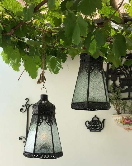 LARGE METAL and GLASS CANDLE LANTERNS