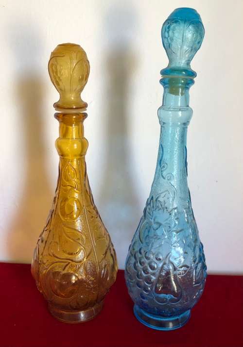 GLASS BOTTLES -1  Blue and 1 Amber