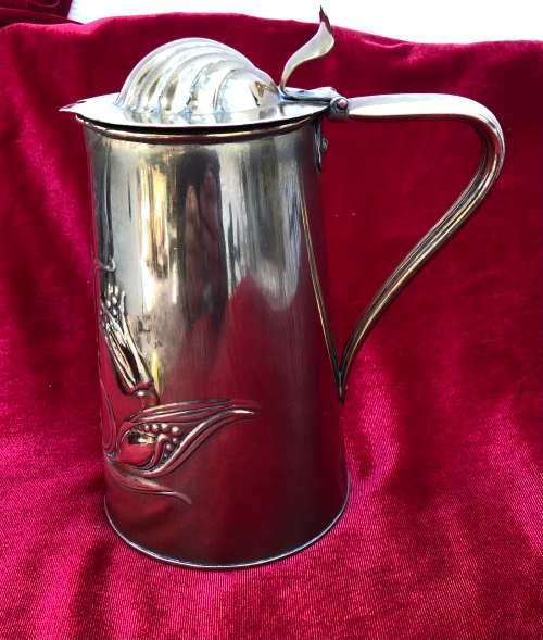 ANTIQUE ART NOUVEAU BRASS JUG by J S and S ( Joseph Stanley)