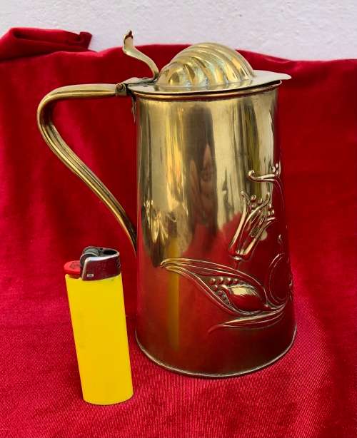 ANTIQUE ART NOUVEAU BRASS JUG by J S and S ( Joseph Stanley)