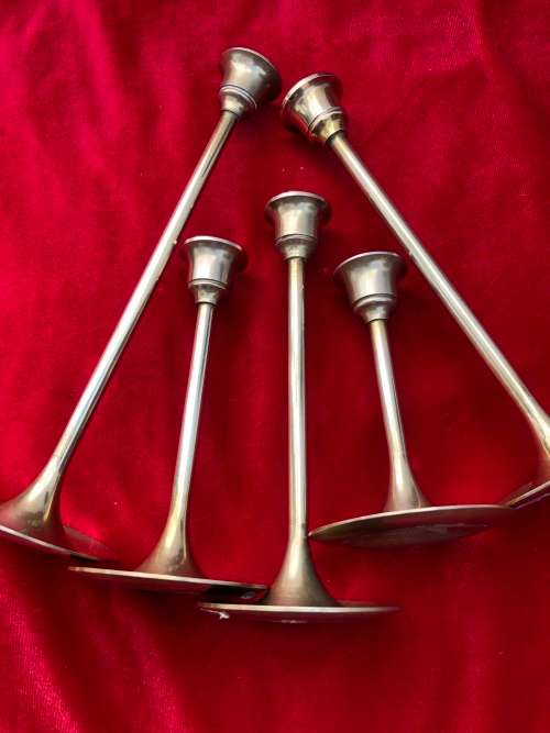 BRASS CANDLESTICK SET - Taper candle holders in 5 heights