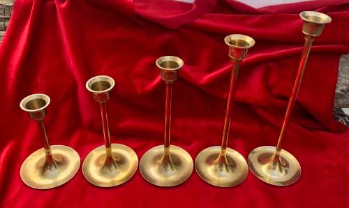 BRASS CANDLESTICK SET - Taper candle holders in 5 heights