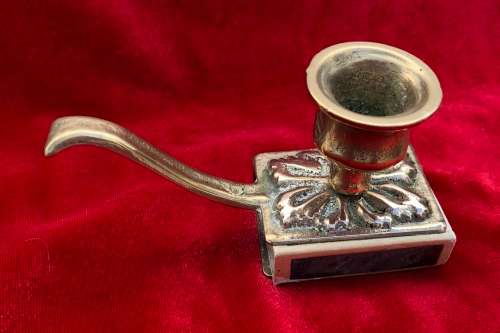 ANTIQUE BRASS CANDLE MATCHBOX HOLDER
