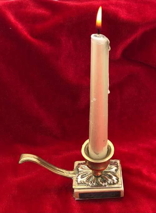 ANTIQUE BRASS CANDLE MATCHBOX HOLDER