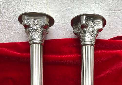 SILVER PLATED CANDLESTICKS heavy and tall
