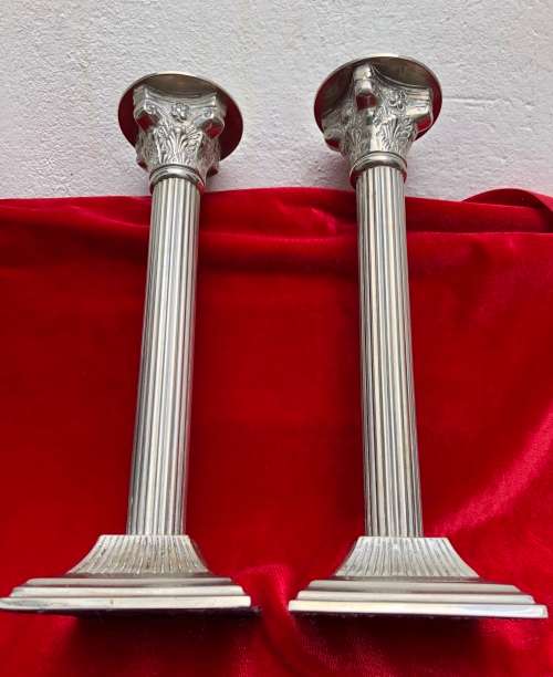 SILVER PLATED CANDLESTICKS heavy and tall
