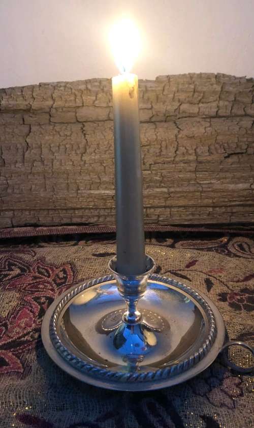 SILVER PLATED CHAMBER STICK / CANDLE HOLDER