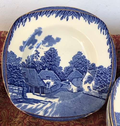 BLUE & WHITE BURLEIGH WARE LARGE BOWLS  - Cocking on Force