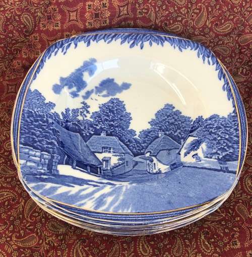 BLUE & WHITE BURLEIGH WARE LARGE BOWLS  - Cocking on Force