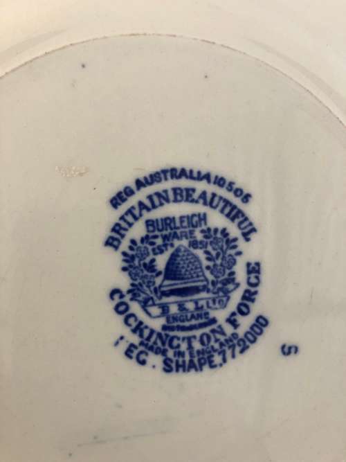 BLUE & WHITE DINNER PLATES Britain Beautiful Burleigh Ware