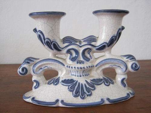 BLUE & WHITE PORCELAIN CANDLABRA