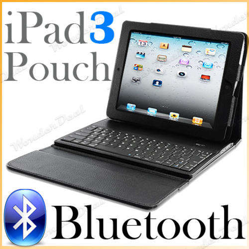 High Quality Leather Case with Spill-Proof Wireless Keyboard for New Apple iPad 3 & iPad 2
