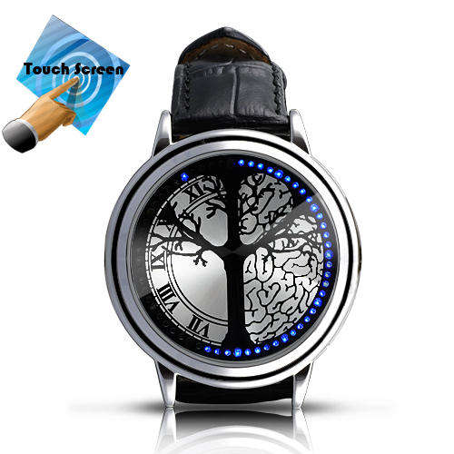 Blue Hybrid - Unisex Touchscreen LED Watch LED Touchscreen Genuine Leather Wristband