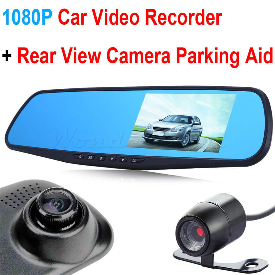 Car Rearview Mirror Parking Assistant Rear Camera + Monitor with Driving Recorder DVR Black Box