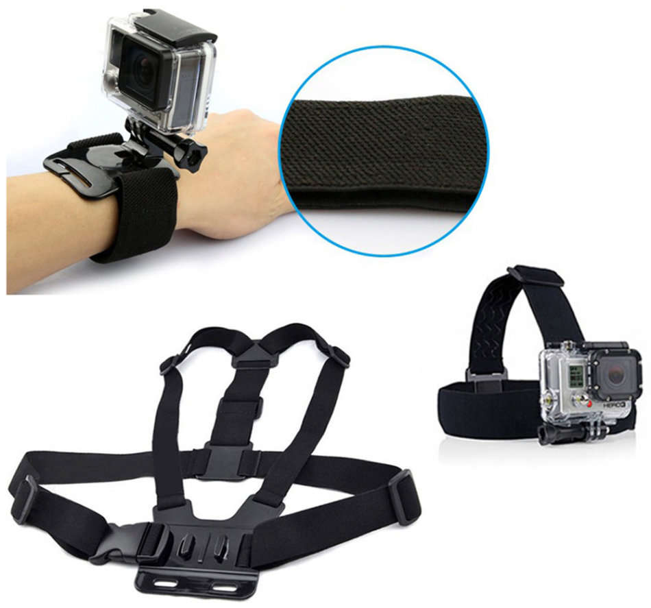 3in1 Accessories Mount for GoPro Hero Series&Action Cameras (Chest Strap/Wrist Band/Head Strap)