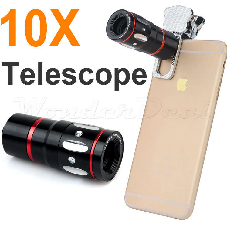 Universal 4-in-1 Cell Phone Camera Clip On Lens Kit - X10 Telescopic / Fisheye / Macro / Wide Angle