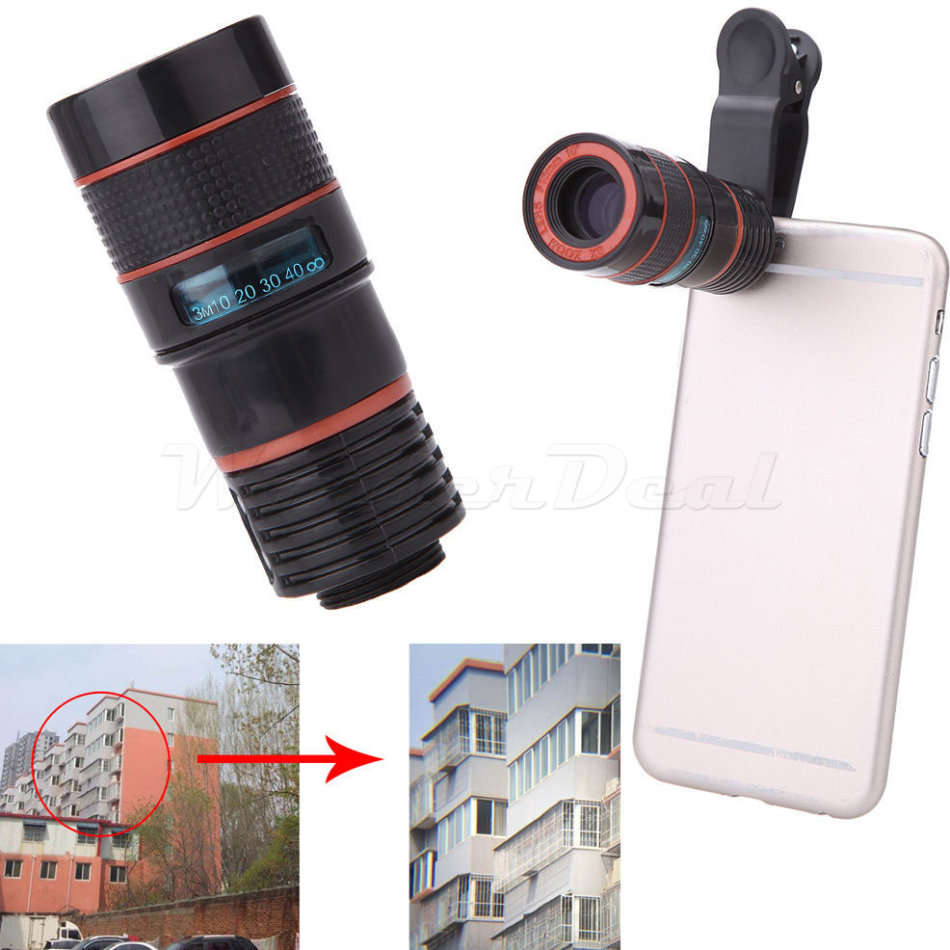 8x Zoom Telescope Camera Lens Telephoto with Universal Clip Holder For Cell Phones, iPhone, Samsung