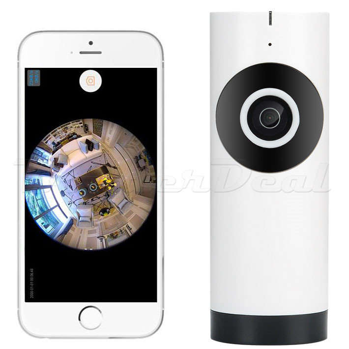 360 Degree Panoramic IP Camera Night Vision IR Cut SD Card Motion Detection Record Android & iOS App