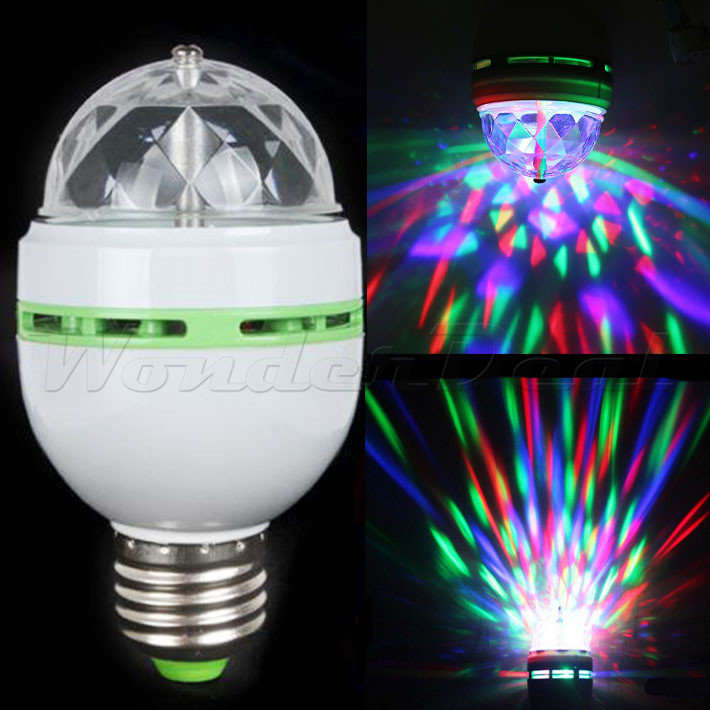 E27 RGB Colour LED Bulb Auto Rotating Mini Stage Effect DJ Disco Party Bar Decoration Laser Lights