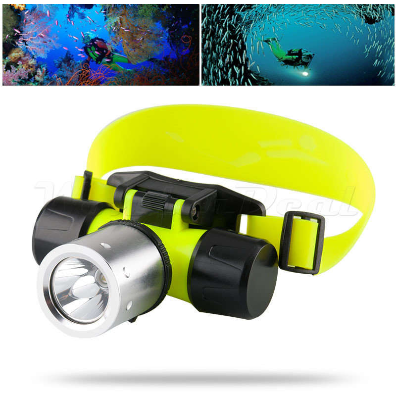 CREE T6 LED Scuba Diving Flashlight Light 1200 Lumens Headlamp Waterproof Up To 30 Meters