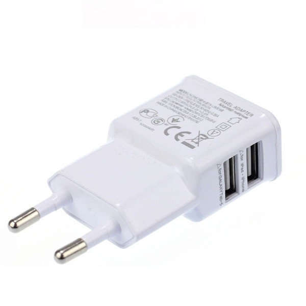 Dual USB Ports EU Euro Plug Travel Wall AC Charger Power Adapter For iPhone Cell Phones Smartphone