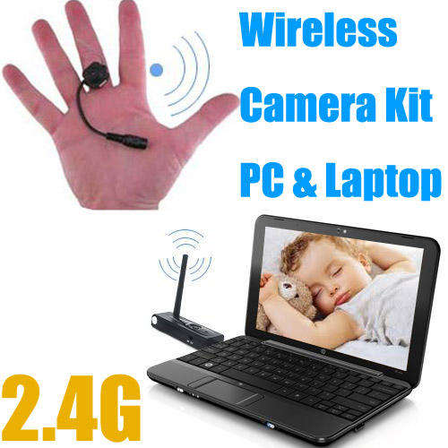 2.4G Wireless Color Spy Pinhole Camera + 4 CHs USB Video Receiver Kit Hidden Recording System for PC