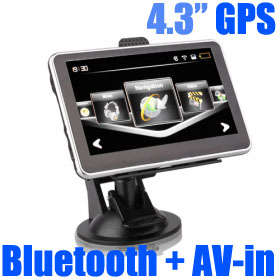 Free 2G Card-4.3" Bluetooth GPS Car Navigation iGO Southern Africa, AV-in, MP3/4, Tomtom 2010Q2(Opt)