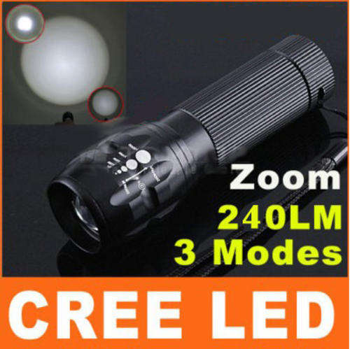 CREE Q5 WC LED 240 Lumen Zoomable Torch Water-Resistant Flashlight Lamp