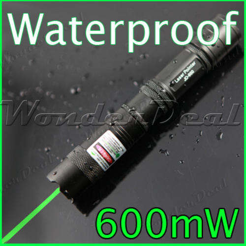 WATERPROOF Military Grade 600mW Green Beam Laser Pointer + Free Li Battery & Charger in Gift Box